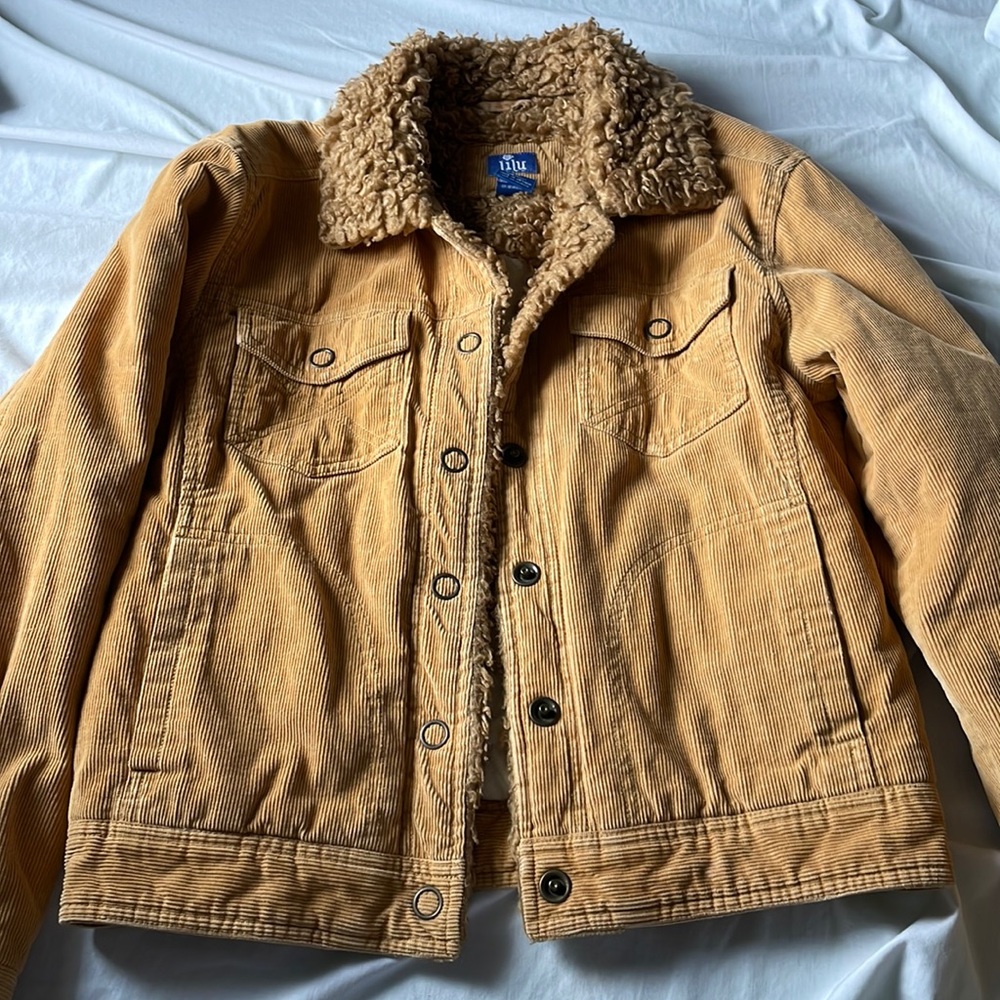 Lilu Corduroy Brown Tan Winter Coat Jacket with Sherpa Lining